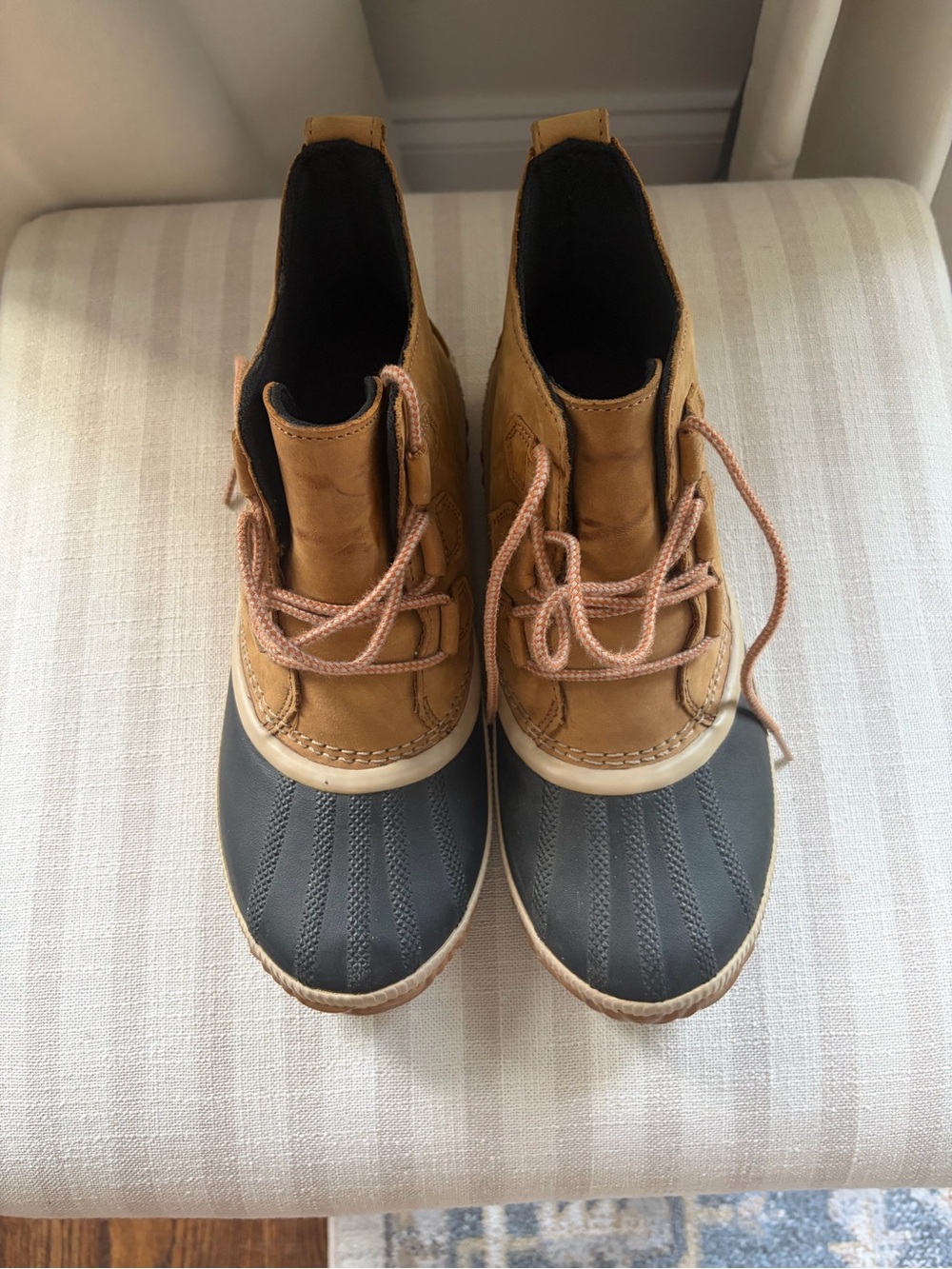 Sorel Two-Tone Tan and Black Waterproof Winter Boots